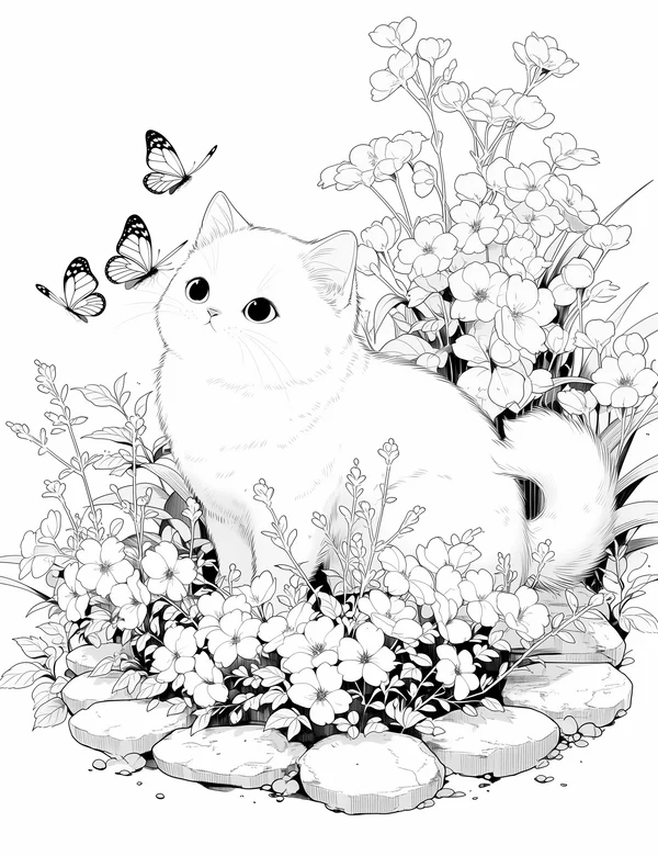 British Shorthair coloring page with detailed line art for adults