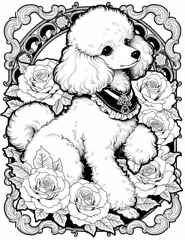 Dog 4 coloring page with detailed line art for adults