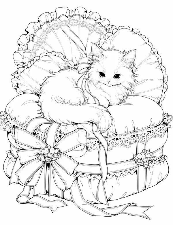 Ragdoll Cat coloring page with detailed line art for adults